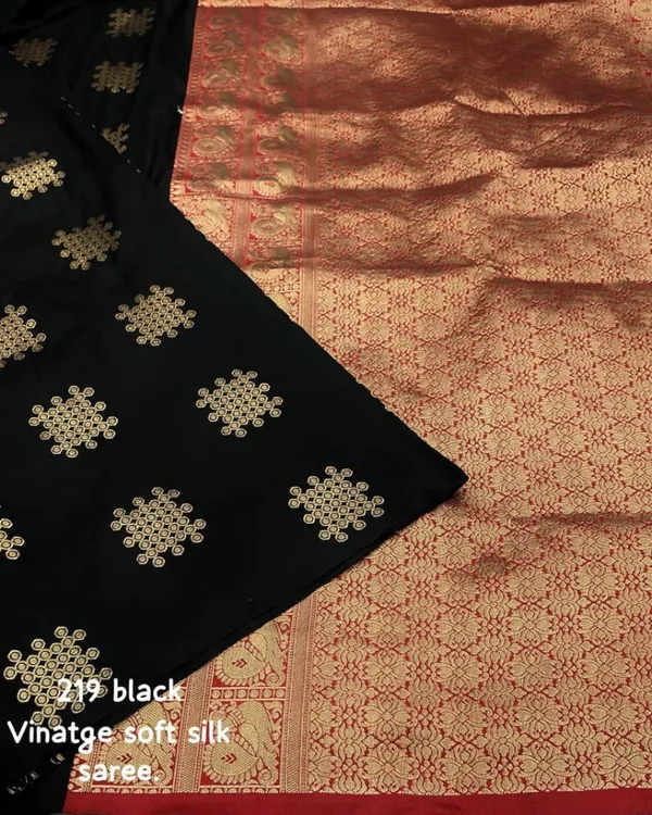 Confounding_Black_Soft_Banarasi_Silk_Saree_With_Snappy_Blouse_Piece