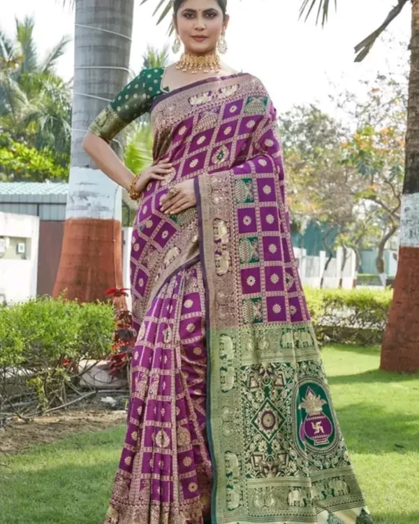 Soft_Banarasi_Lichi_Silk_Saree_with_Unstiched_Blouse_Piece