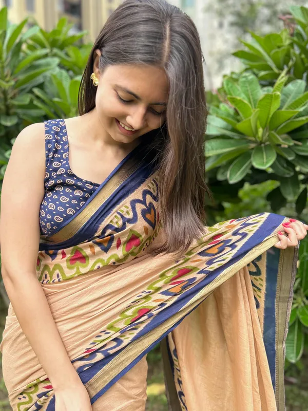 Pure_100%_Mul_Cotton_Saree_With_Unstiched_Blouse_Piece