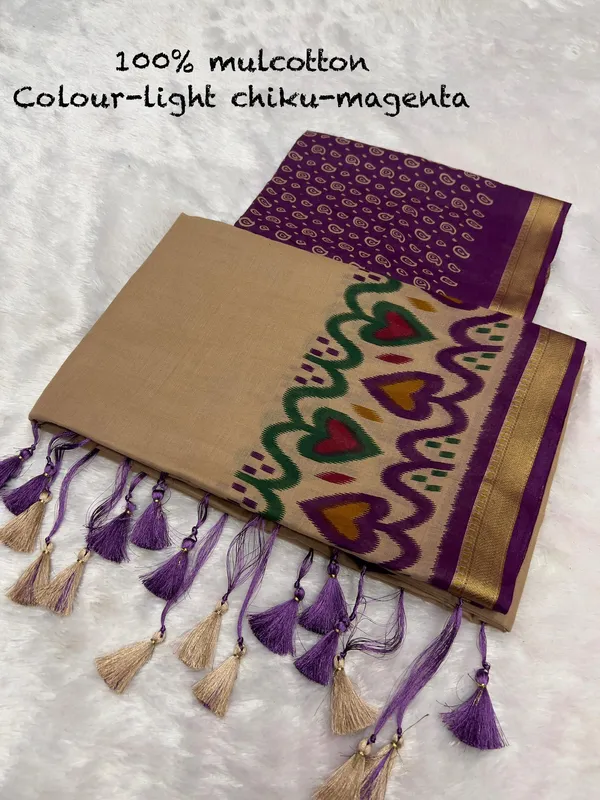 Pure_100%_Mul_Cotton_Saree_With_Unstiched_Blouse_Piece