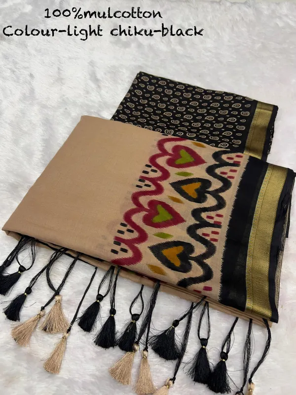 Pure_100%_Mul_Cotton_Saree_With_Unstiched_Blouse_Piece