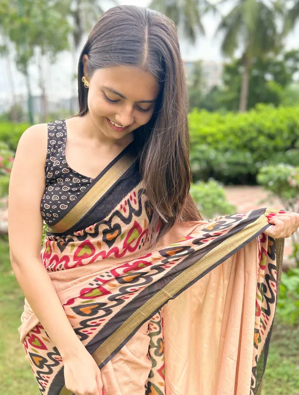 Pure_100%_Mul_Cotton_Saree_With_Unstiched_Blouse_Piece