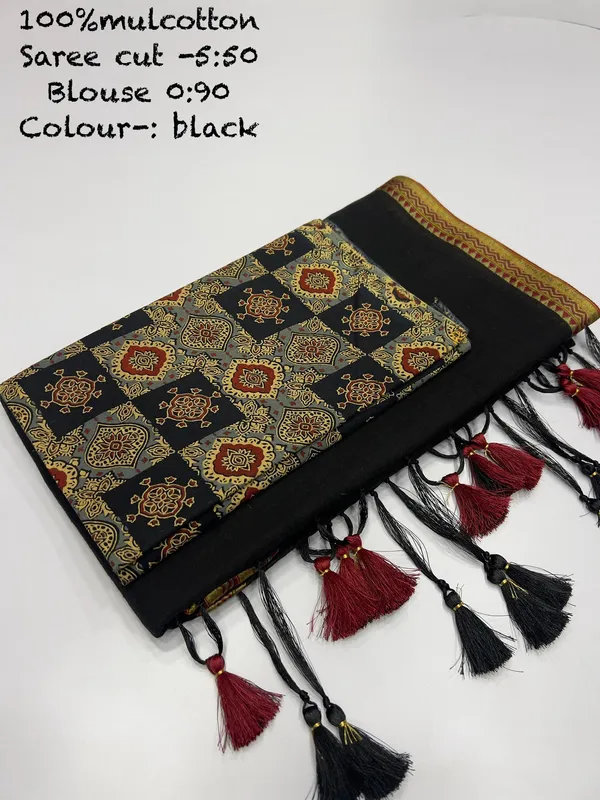 Pure_100%_Mul_Cotton_Saree_With_Unstiched_Blouse_Piece