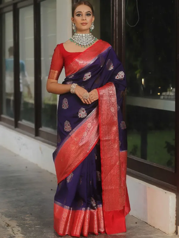 Radiant_Nevyblue_Soft_Banarasi_Silk_Saree_With_Girlish_Blouse_Piece