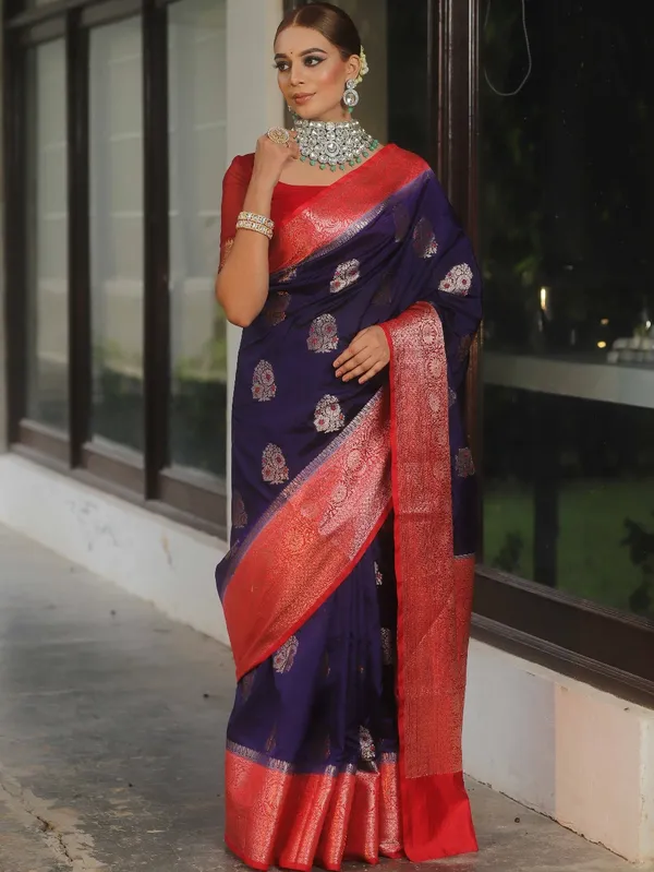 Radiant_Nevyblue_Soft_Banarasi_Silk_Saree_With_Girlish_Blouse_Piece