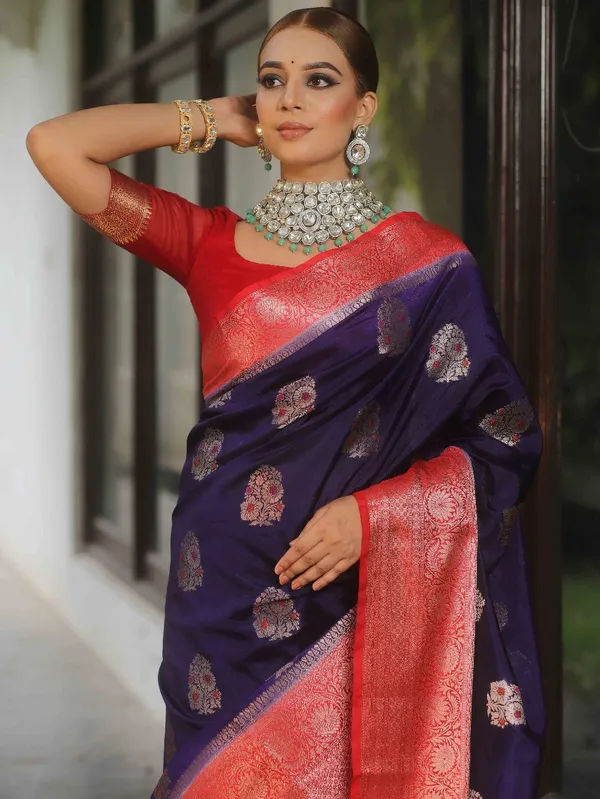 Radiant_Nevyblue_Soft_Banarasi_Silk_Saree_With_Girlish_Blouse_Piece