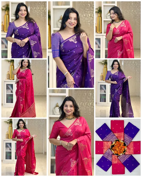 Soft_Lichi_Silk_Saree_with_Unstiched_Blouse_Piece