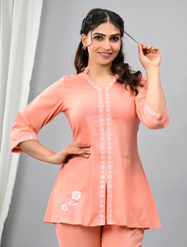 Elegant_Peach_Cotton_Coord_Set_with_White_Embroidery_–_Front_&_Sleeves_Work_🌸