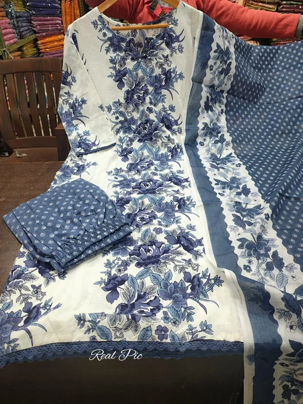 New_Launch_Cotton_Kurta_Pant_Dupatta_Set_for_Women_-_Stylish_All-Over_Print,_Lace,_and_Sequence_Mirror_Handwork_-_Sizes_38-44