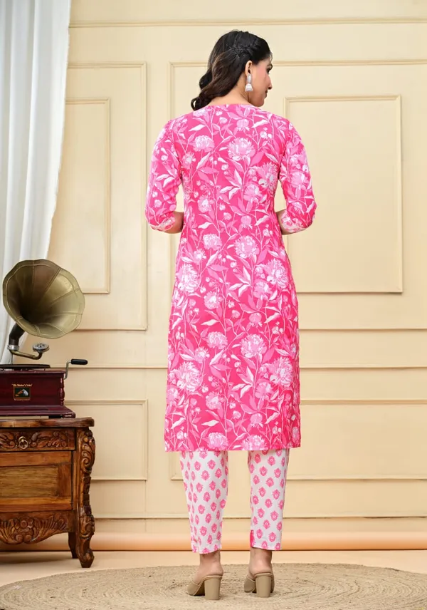 Pure_Printed_Cotton_Pink_Kurti_Set_for_summer
