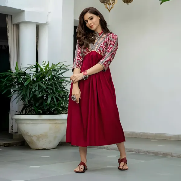 Rose_Red_Rayon_Printed_Kurti