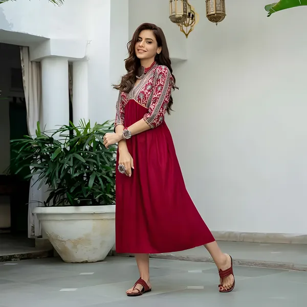 Rose_Red_Rayon_Printed_Kurti