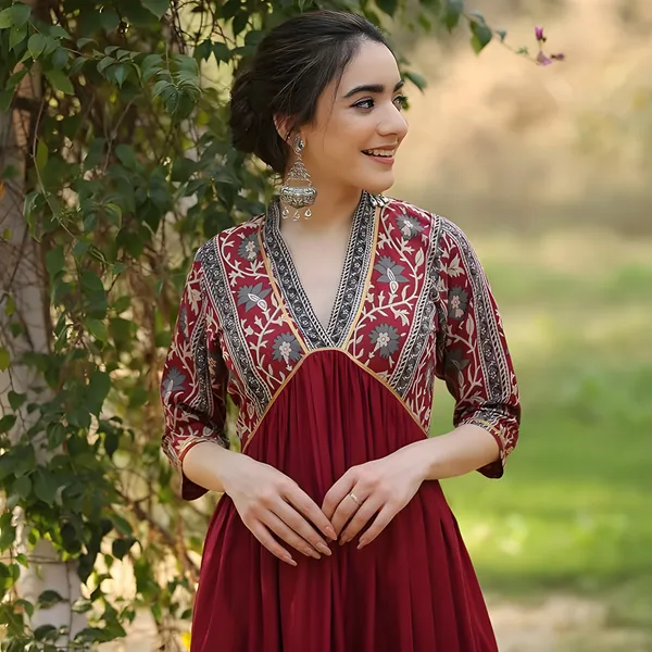 Rose_Red_Rayon_Printed_Kurti
