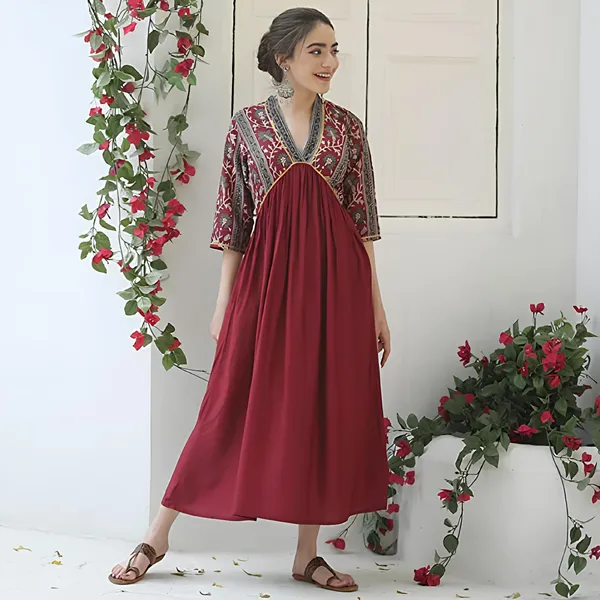 Rose_Red_Rayon_Printed_Kurti
