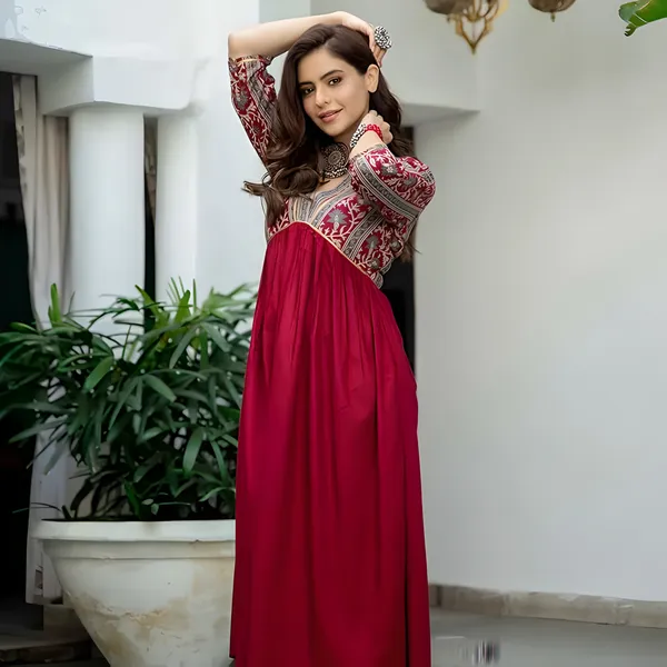 Rose_Red_Rayon_Printed_Kurti