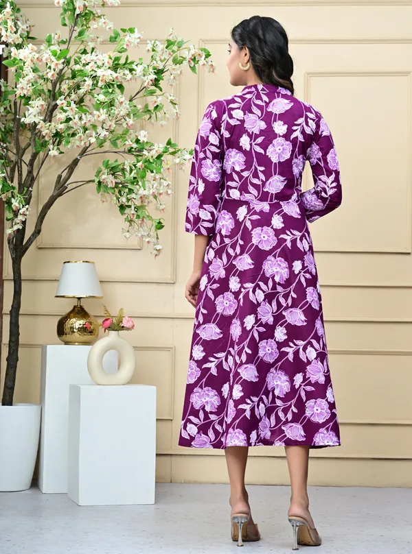 Stylish_Flared_Kurti_with_All-Over_Print,_Soft_Cotton_Fabric,_Comfortable_Fit_for_Casual,_Office,_and_Festive_Wear