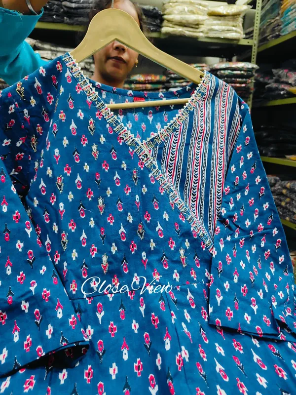 Teal_Blue_Cotton_Anagrakha_Kurti_Set_with_Zari_Work_&_Malmal_Dupatta_-_Ethnic_Wear_for_Women