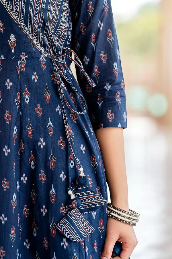 Teal_Blue_Cotton_Anagrakha_Kurti_Set_with_Zari_Work_&_Malmal_Dupatta_-_Ethnic_Wear_for_Women