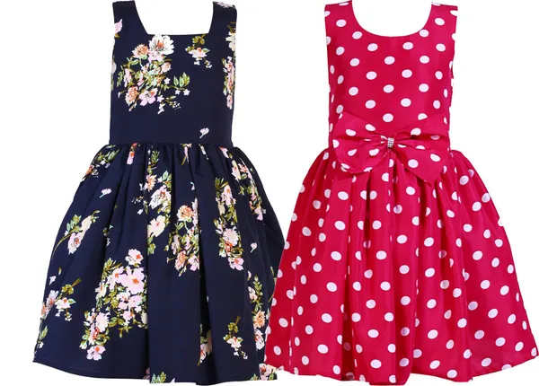 Navy_And_Rani_Crepe_Premium_A-_Line_Dress_For_Girls_(Pack_Of_2)