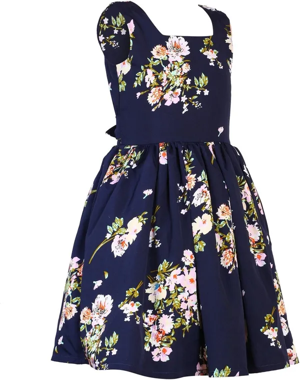 Navy_And_Rani_Crepe_Premium_A-_Line_Dress_For_Girls_(Pack_Of_2)