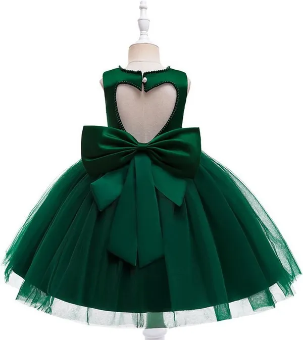 Bottle_Green_Net_Premium_Fit_And_Flare_Dress_For_Girls