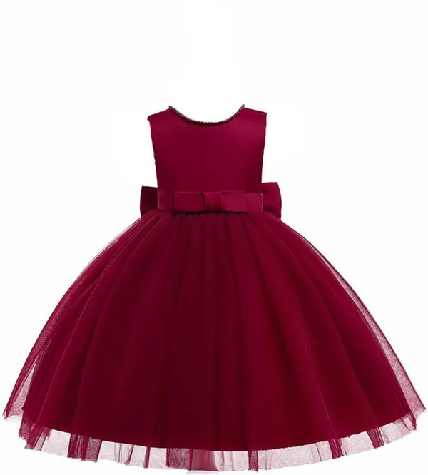 Maroon_Net_Premium_Fit_And_Flare_Dress_For_Girls