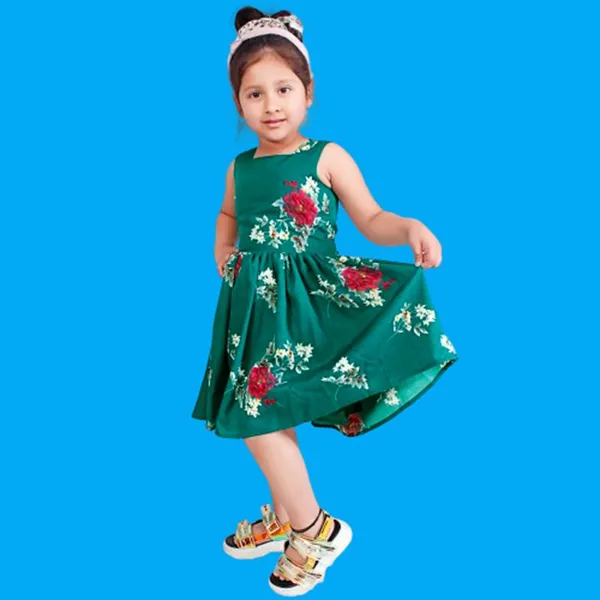 Green_And_Navy_Crepe_Premium_Fit_And_Flare_Dress_For_Girls_(Pack_Of_2)