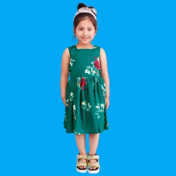 Green_And_Navy_Crepe_Premium_Fit_And_Flare_Dress_For_Girls_(Pack_Of_2)