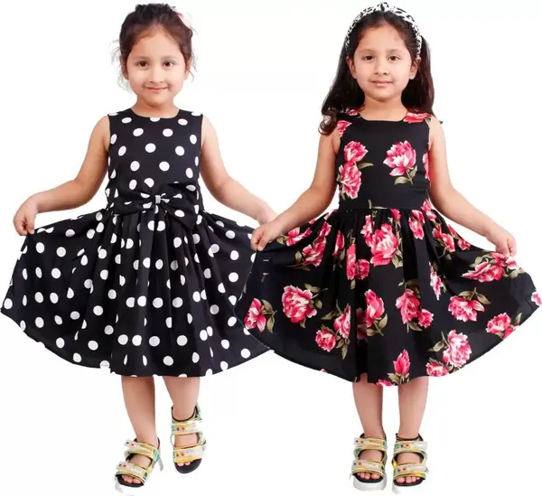 Black_Crepe_Premium_Fit_And_Flare_Dress_For_Girls_(Pack_Of_2)