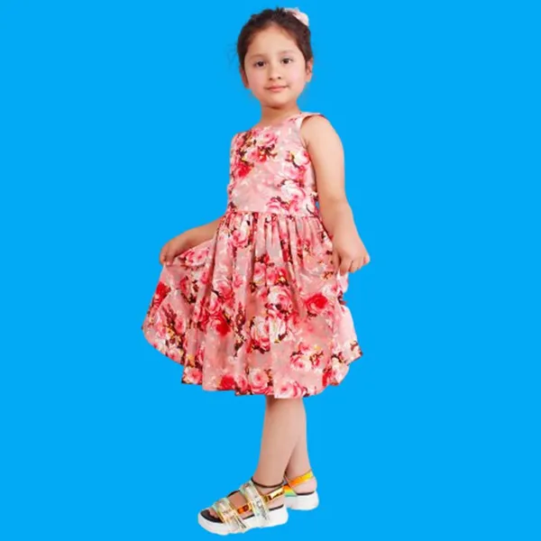 Peach_Print_Crepe_Premium_Fit_And_Flare_Dress_For_Girls
