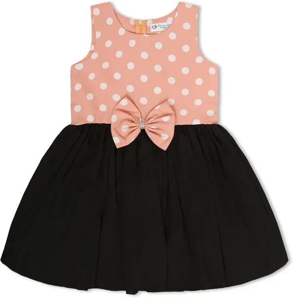 Black_And_Peach_Crepe_Premium_Fit_And_Flare_Dress_For_Girls