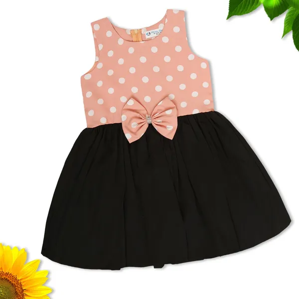 Black_And_Peach_Crepe_Premium_Fit_And_Flare_Dress_For_Girls