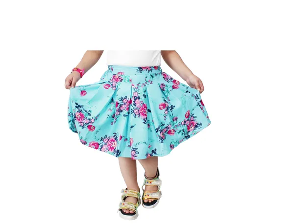 Floral_Print_Skirt-Turquise