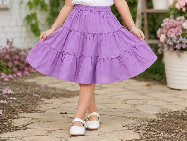 Klowvila_Fashion_Kids_causal_wear_Frill_Panel__Polycrape_Skirt