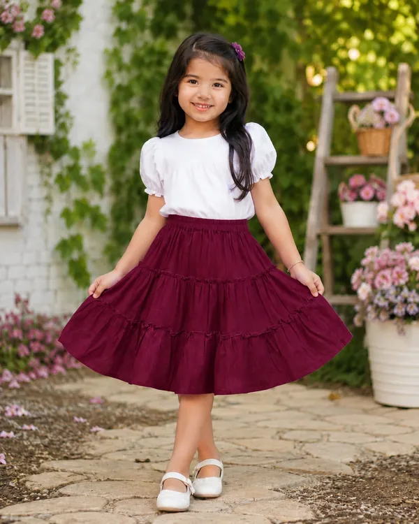 Klowvila_Fashion_Kids_causal_wear_Frill_Panel__Polycrape_Skirt
