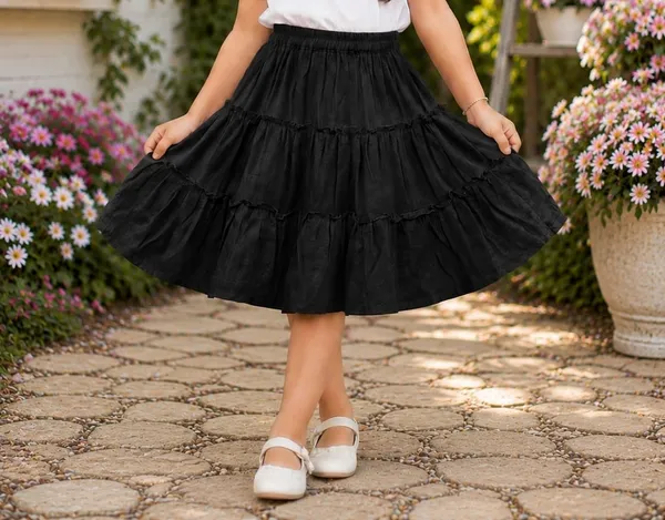Klowvila_Fashion_Kids_causal_wear_Frill_Panel__Polycrape_Skirt
