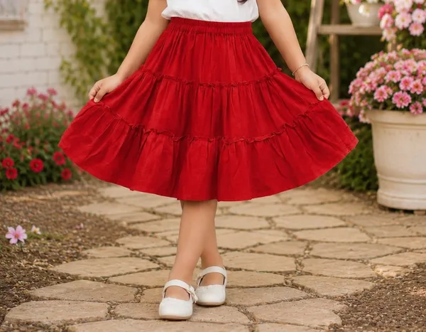 Klowvila_Fashion_Kids_causal_wear_Frill_Panel__Polycrape_Skirt