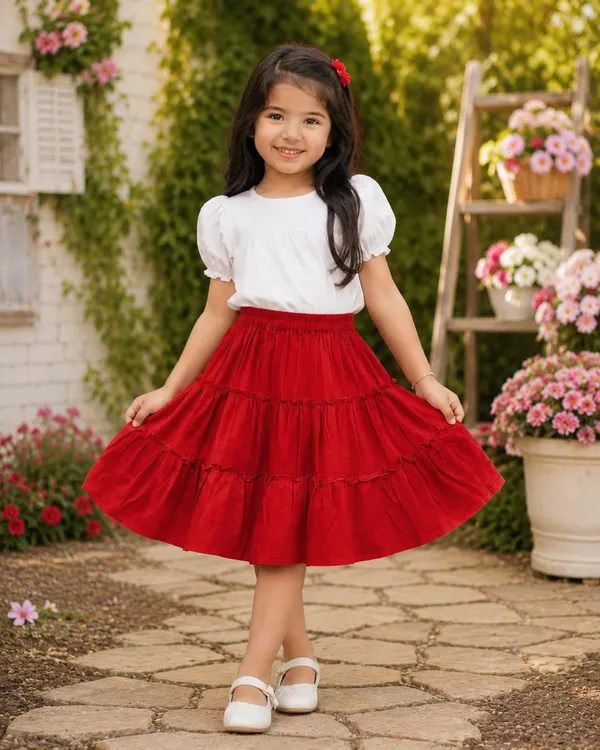 Klowvila_Fashion_Kids_causal_wear_Frill_Panel__Polycrape_Skirt