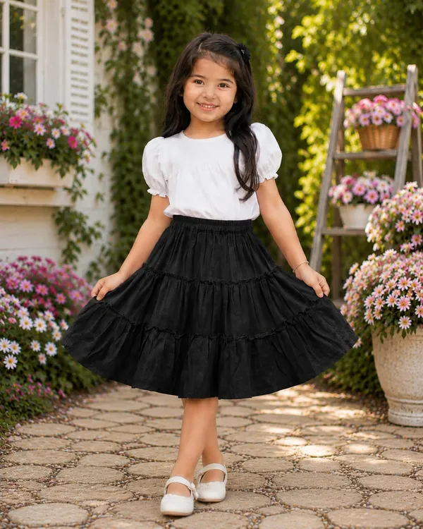 Klowvila_Fashion_Kids_causal_wear_Frill_Panel__Polycrape_Skirt