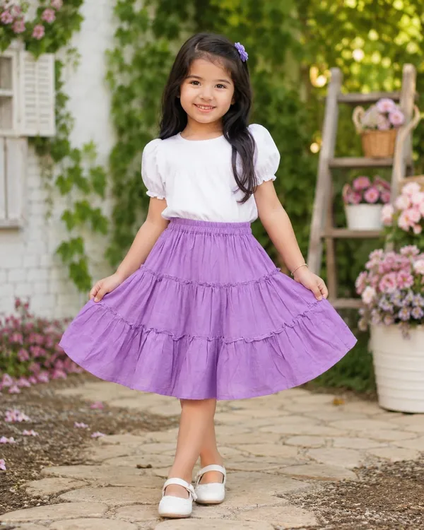 Klowvila_Fashion_Kids_causal_wear_Frill_Panel__Polycrape_Skirt