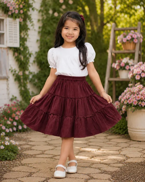 Klowvila_Fashion_Kids_causal_wear_Frill_Panel__Polycrape_Skirt
