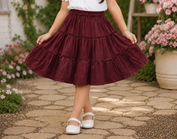 Klowvila_Fashion_Kids_causal_wear_Frill_Panel__Polycrape_Skirt