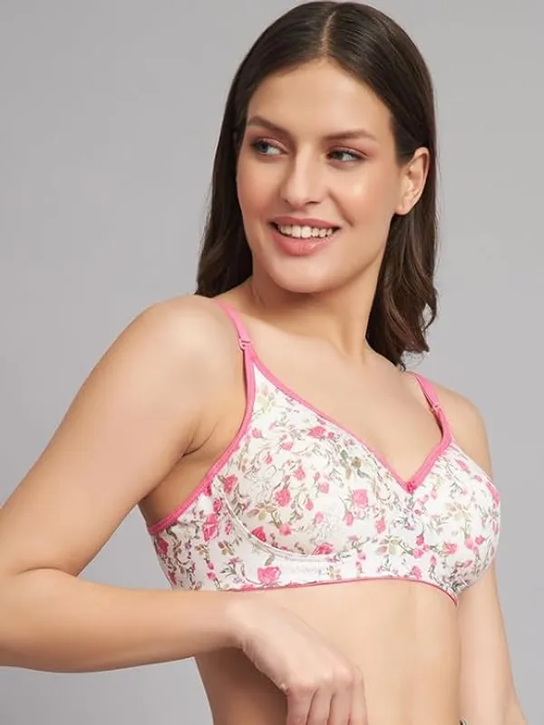 Klowvila_Fashion_Women's_Cotton_Blend_Lightly_Padded_Non-Wired_Floral_Printed_T-Shirt_Bra_Combo_Pack_Of_2
