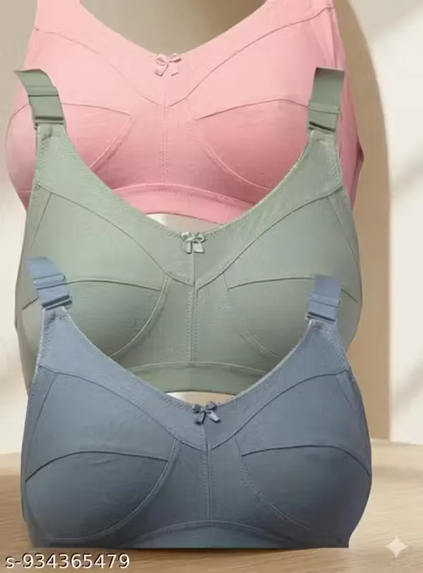 Klowvila_Fashion__Women's_Cotton_Blend_Minimizer_C_Cup_Non-Padded_Heavy_Bust_Full_Coverage_Non-Wired_Seamless_T-Shirt_Bra_Combo_Pack_of_3