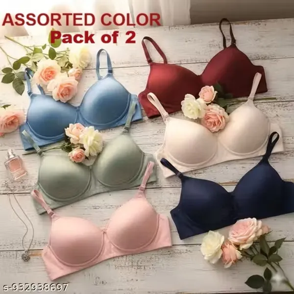 Klowvila_Fashion_Women's_Lycra_Padded_Non_Wired_Regular_Bra_Combo_(Pack_of_2)__Random_Color_Deliver