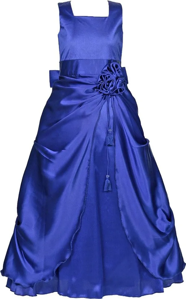 Blue_Satin_Cotton_Linen_Cotton_Blend_Premium_Gown_Dress_For_Girls