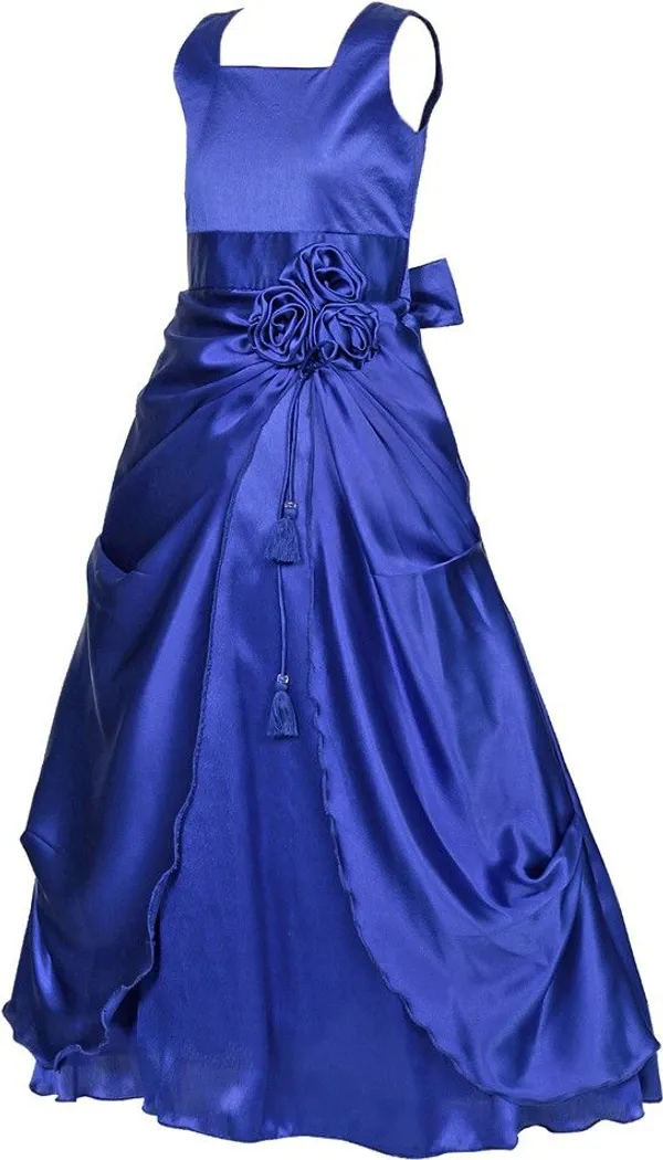 Blue_Satin_Cotton_Linen_Cotton_Blend_Premium_Gown_Dress_For_Girls