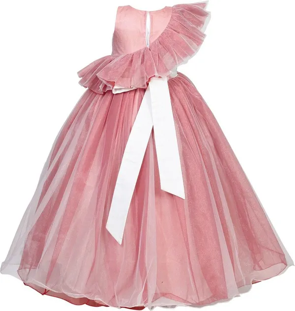 White_Satin_Cotton_Linen_Cotton_Blend_Premium_Gown_Dress_For_Girls