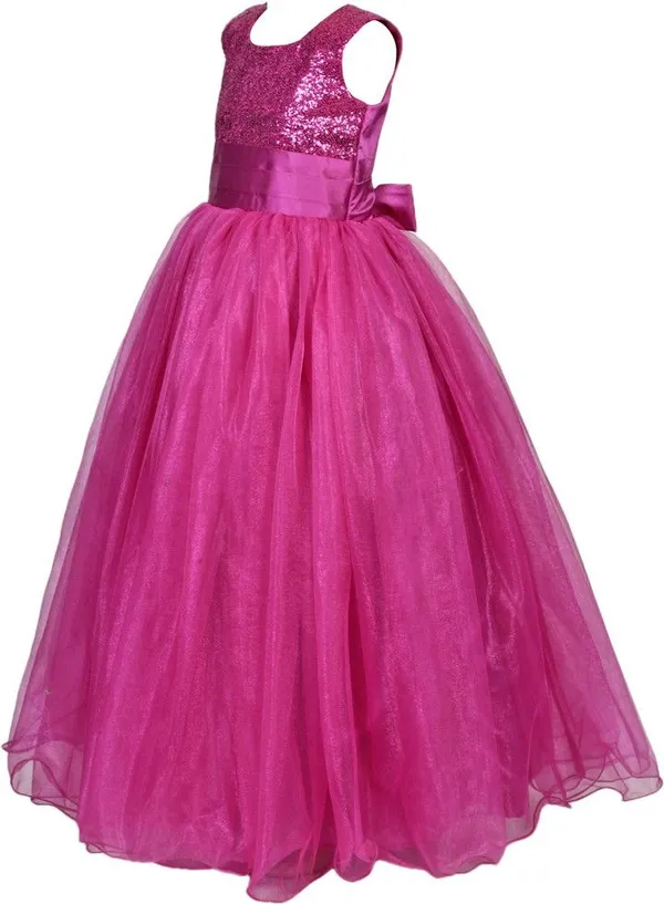 Pink_Satin_Cotton_Linen_Cotton_Blend_Premium_Gown_Dress_For_Girls
