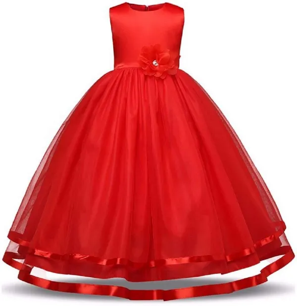 Red_Satin_Cotton_Blend_Premium_Gown_Dress_For_Girls